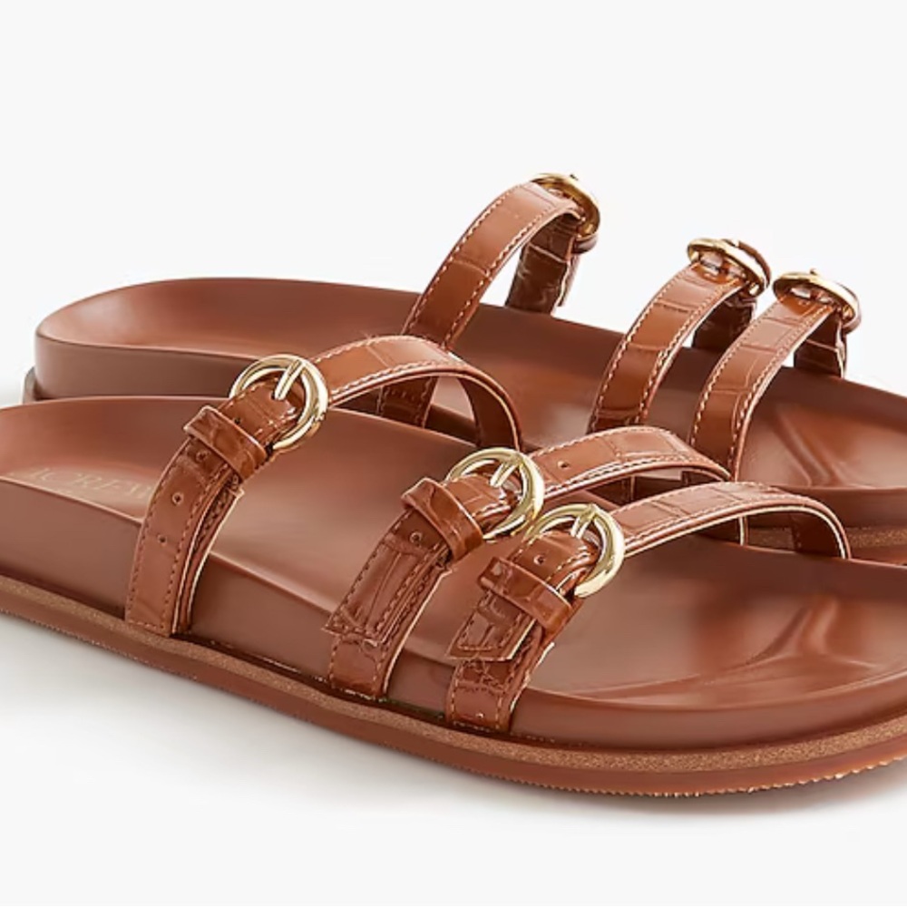 J. Crew Factory Brown Leather Sandals with Adjustable Straps basically like new